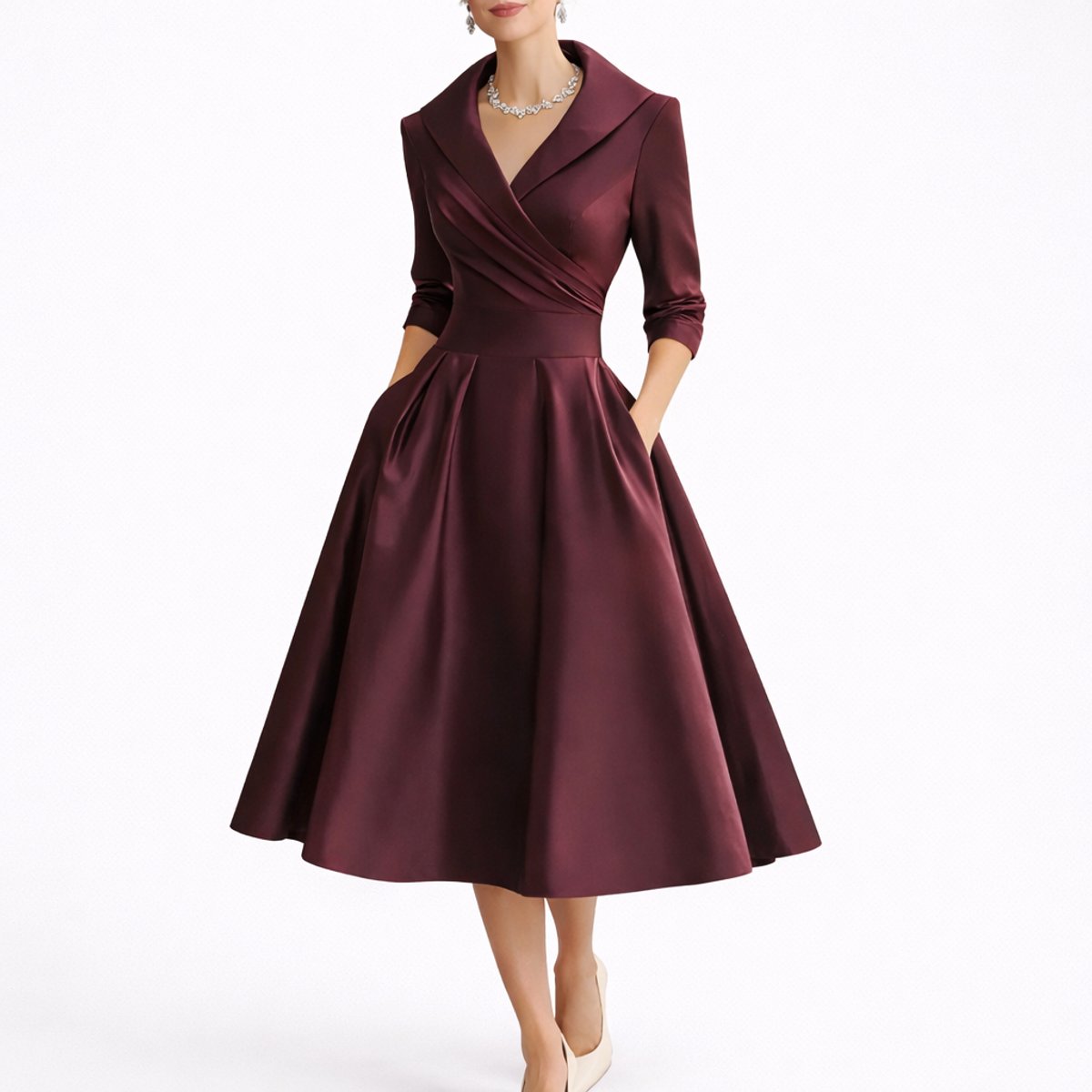 Madison | Robes de mariage d'automne pour femmes, robe midi A-line structurée