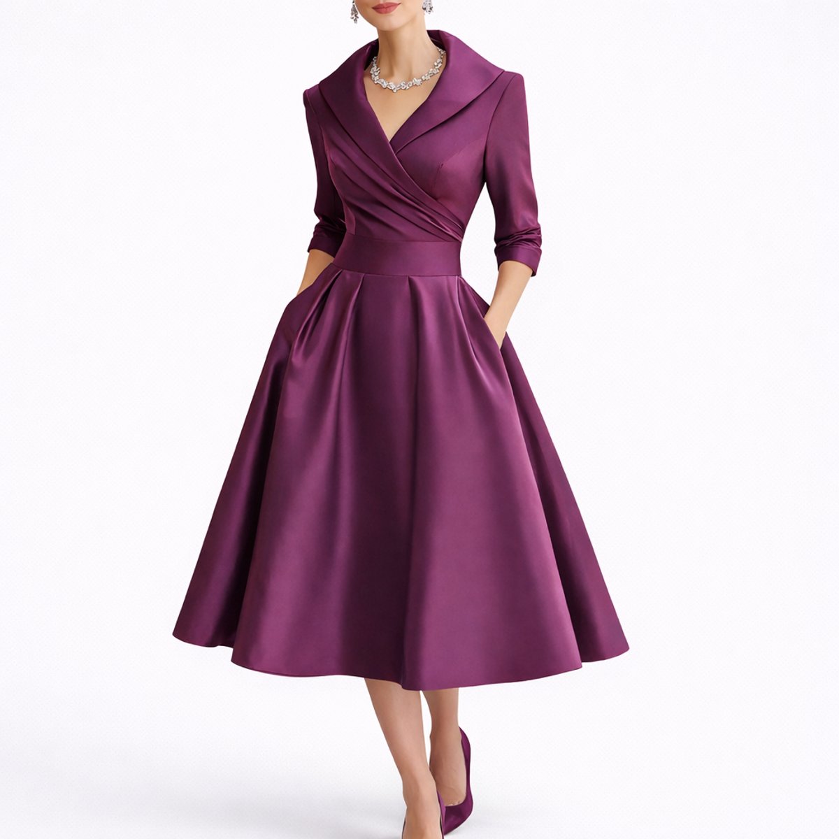Madison | Robes de mariage d'automne pour femmes, robe midi A-line structurée