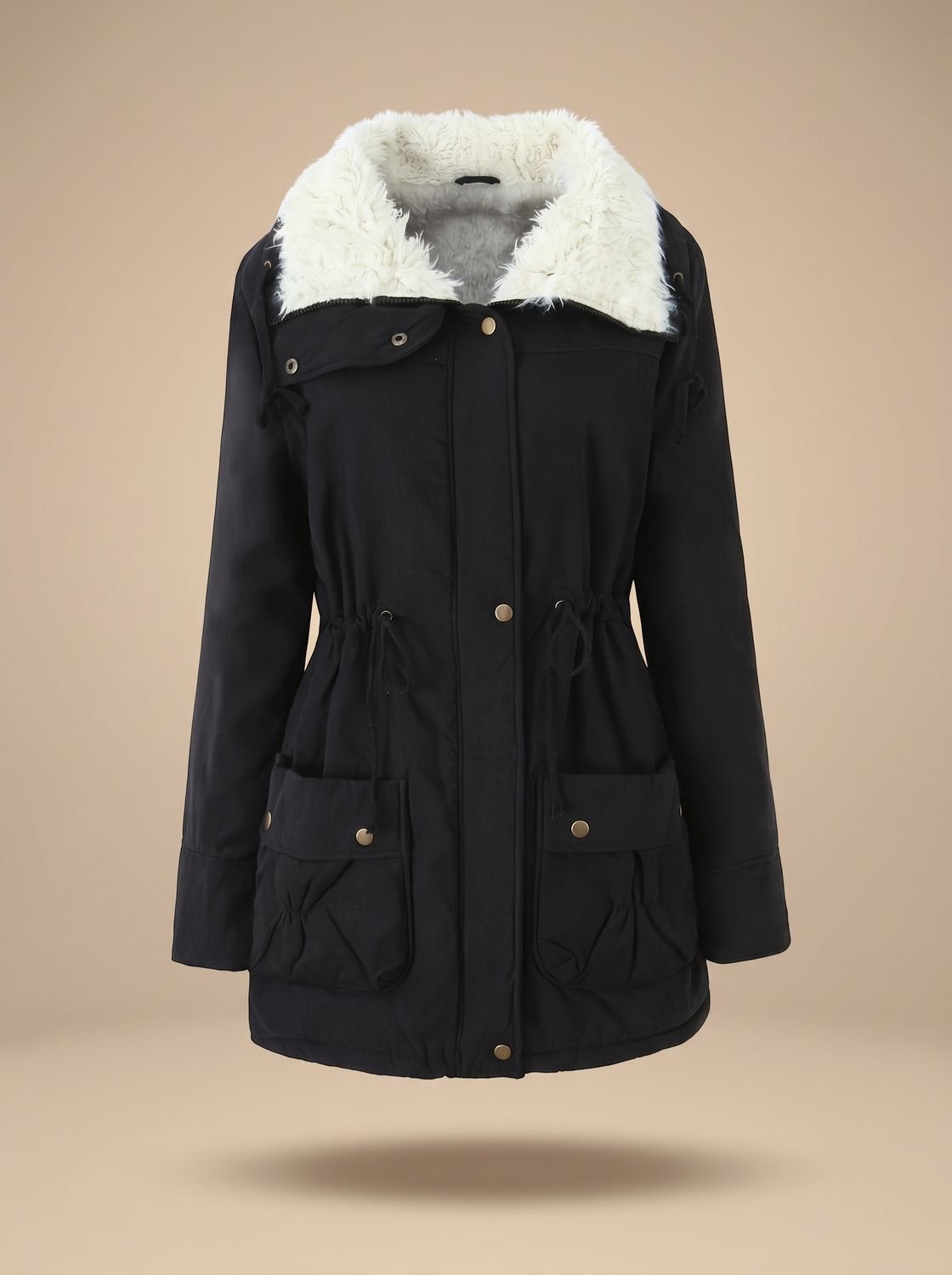 Mia | Manteau parka d'hiver à taille ajustable et col en fausse fourrure pour femmes