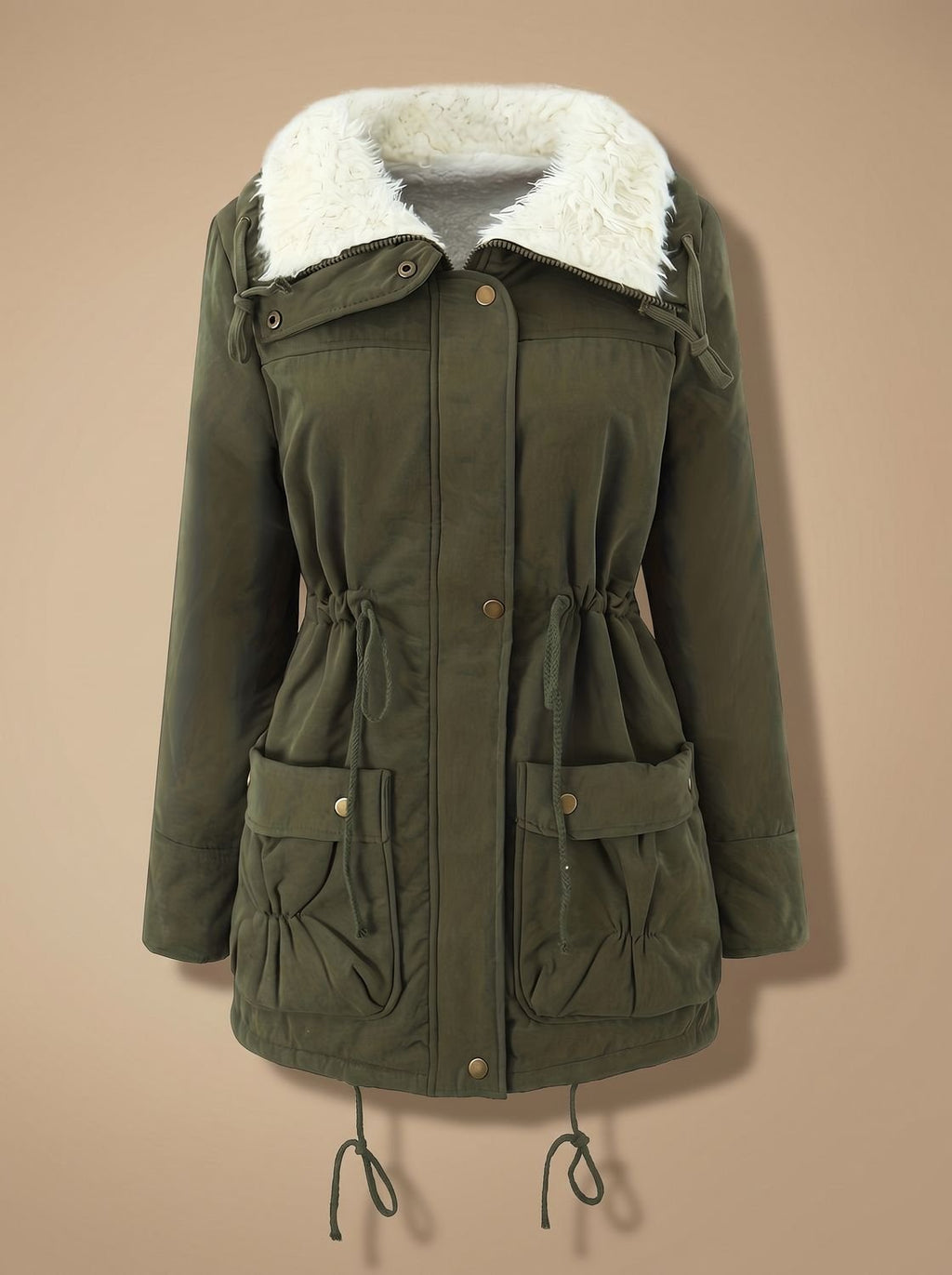 Mia | Manteau parka d'hiver à taille ajustable et col en fausse fourrure pour femmes