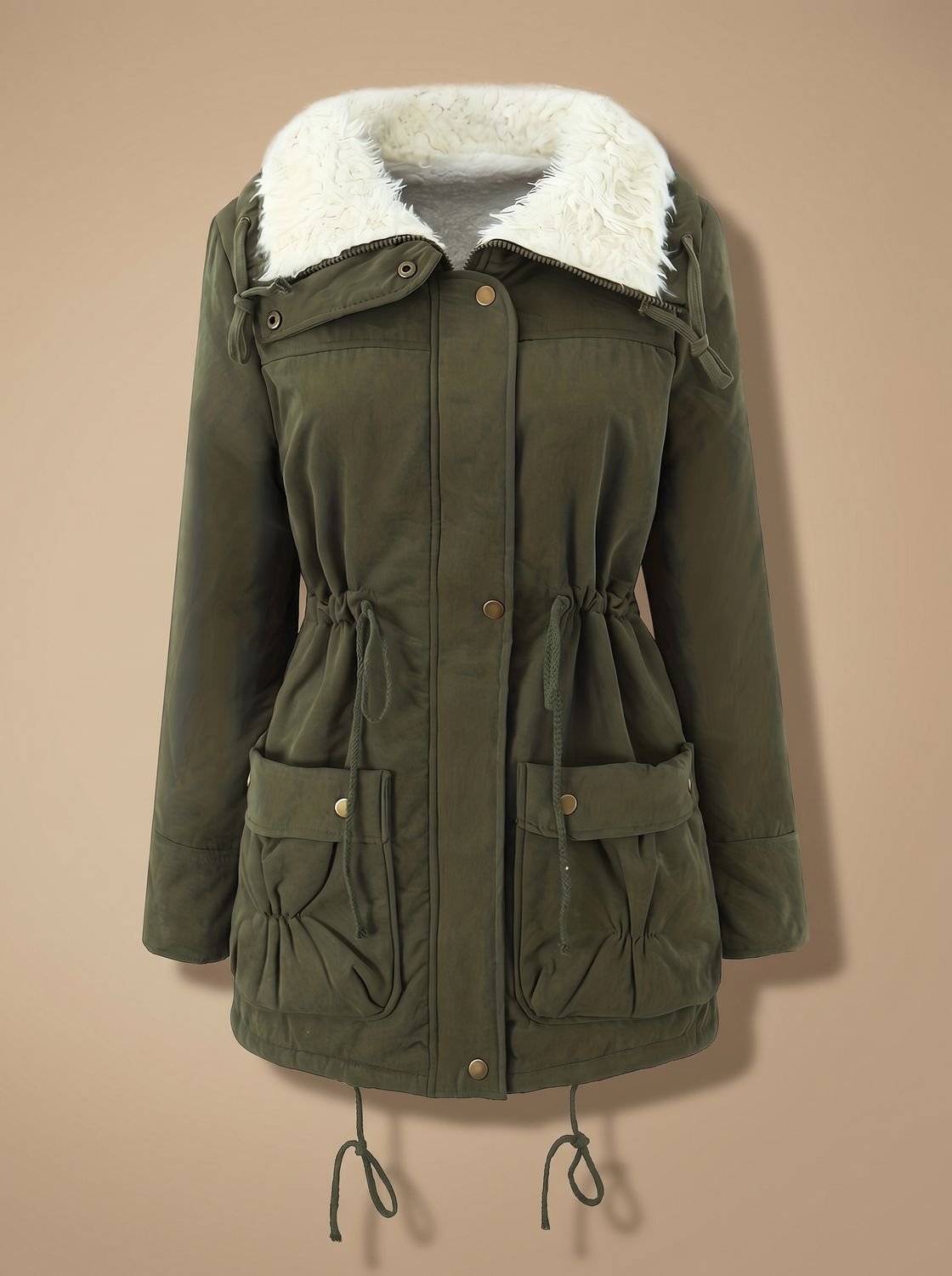 Mia | Manteau parka d'hiver à taille ajustable et col en fausse fourrure pour femmes