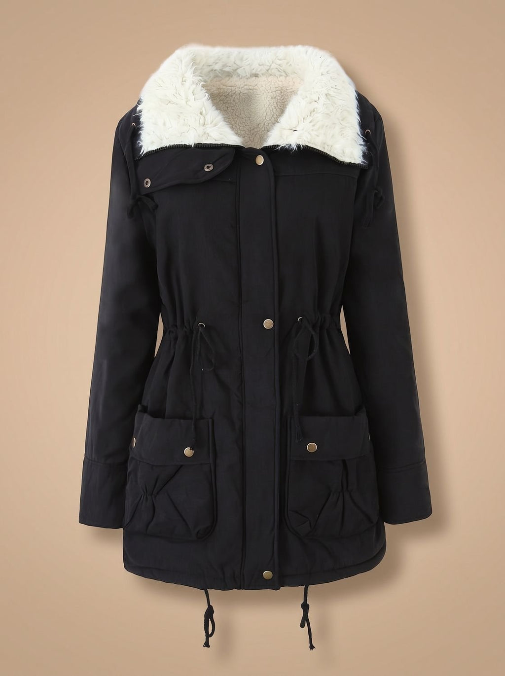 Mia | Manteau parka d'hiver à taille ajustable et col en fausse fourrure pour femmes