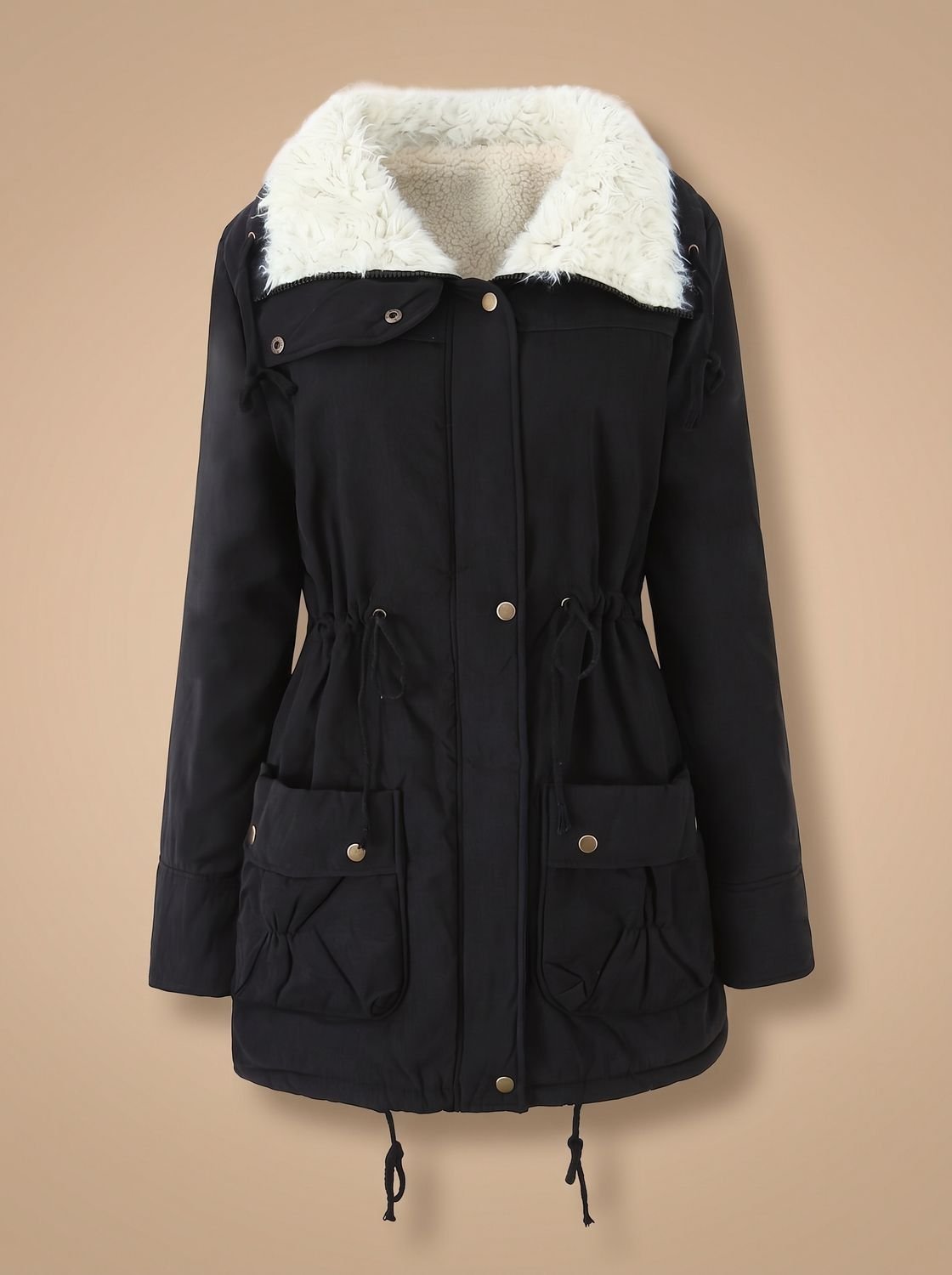 Mia | Manteau parka d'hiver à taille ajustable et col en fausse fourrure pour femmes