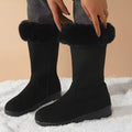 Aria | Bottes de neige pour femmes à enfiler avec revers en fausse fourrure mi-mollet