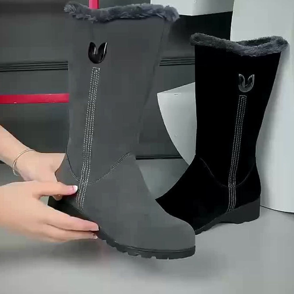 Aria | Bottes de neige pour femmes à enfiler avec revers en fausse fourrure mi-mollet