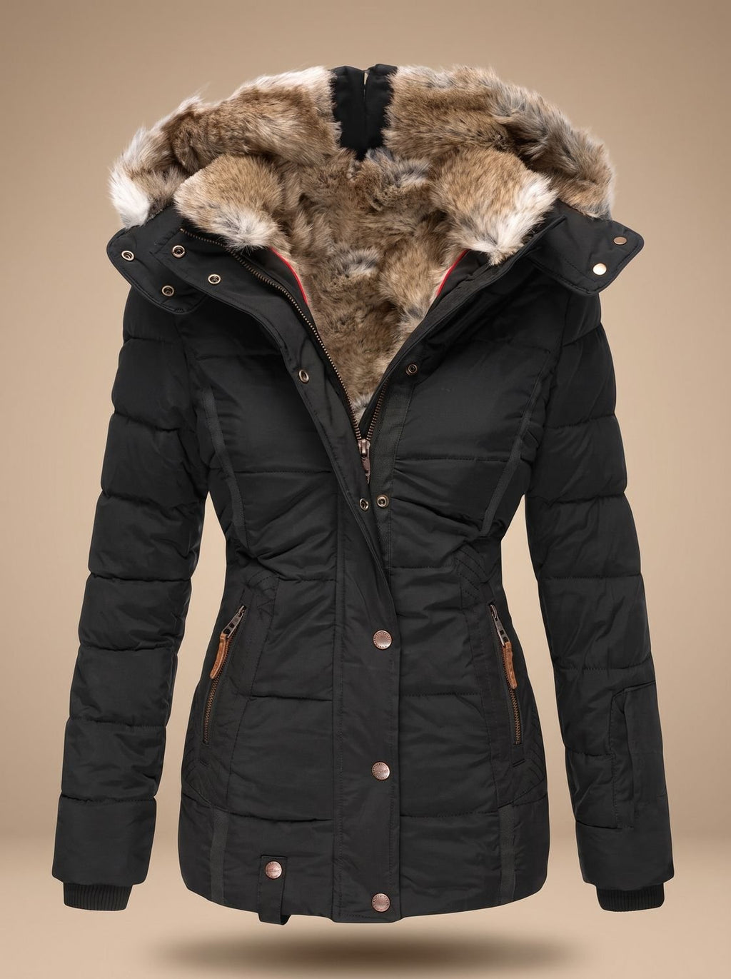 Evelyn | Manteau d'hiver matelassé en fausse fourrure avec capuche pour femmes