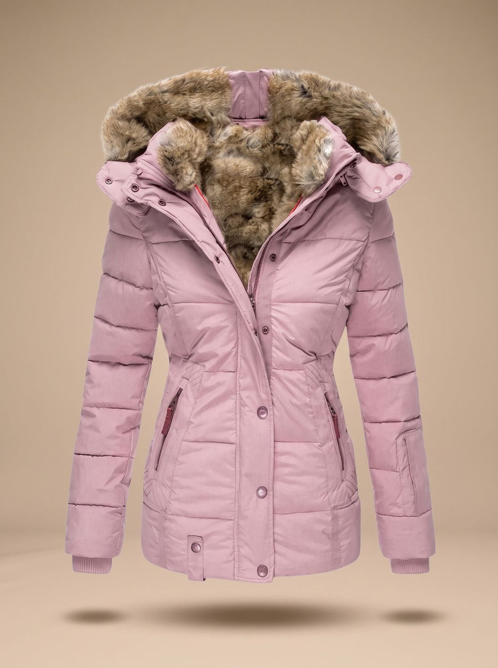 Evelyn | Manteau d'hiver matelassé en fausse fourrure avec capuche pour femmes