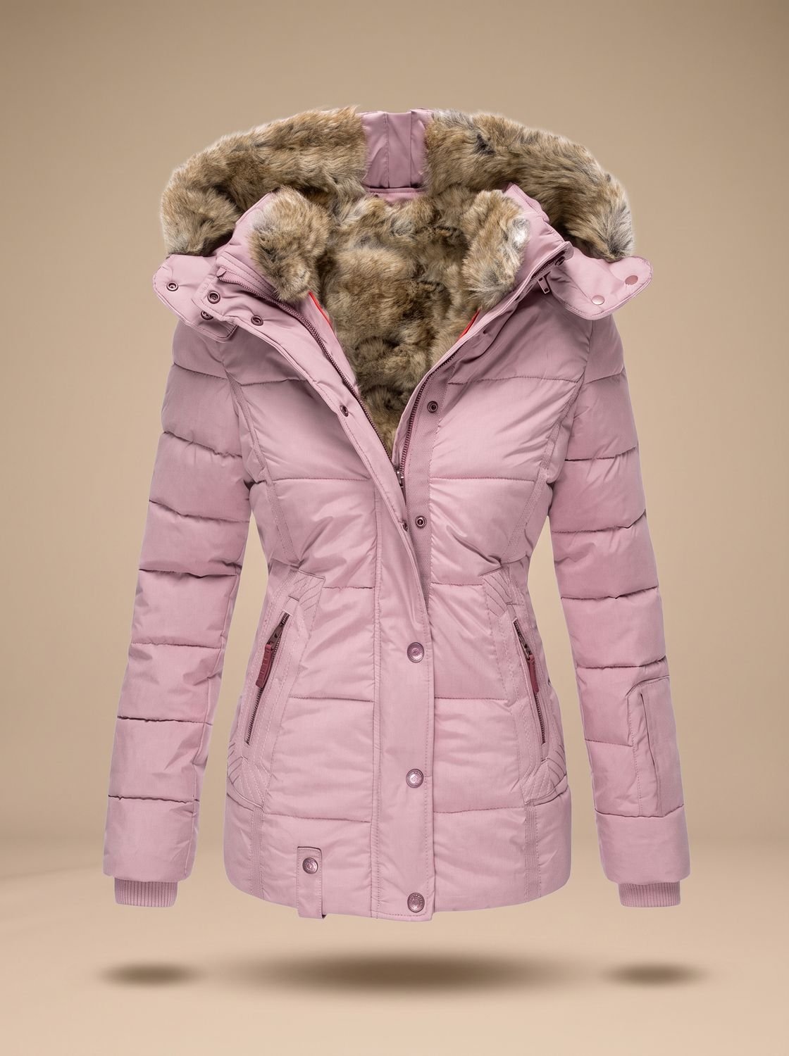 Evelyn | Manteau d'hiver matelassé en fausse fourrure avec capuche pour femmes