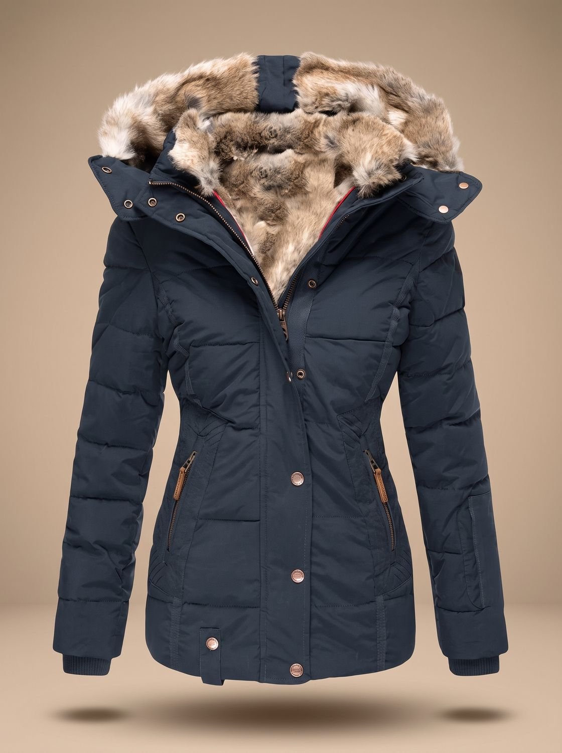 Evelyn | Manteau d'hiver matelassé en fausse fourrure avec capuche pour femmes