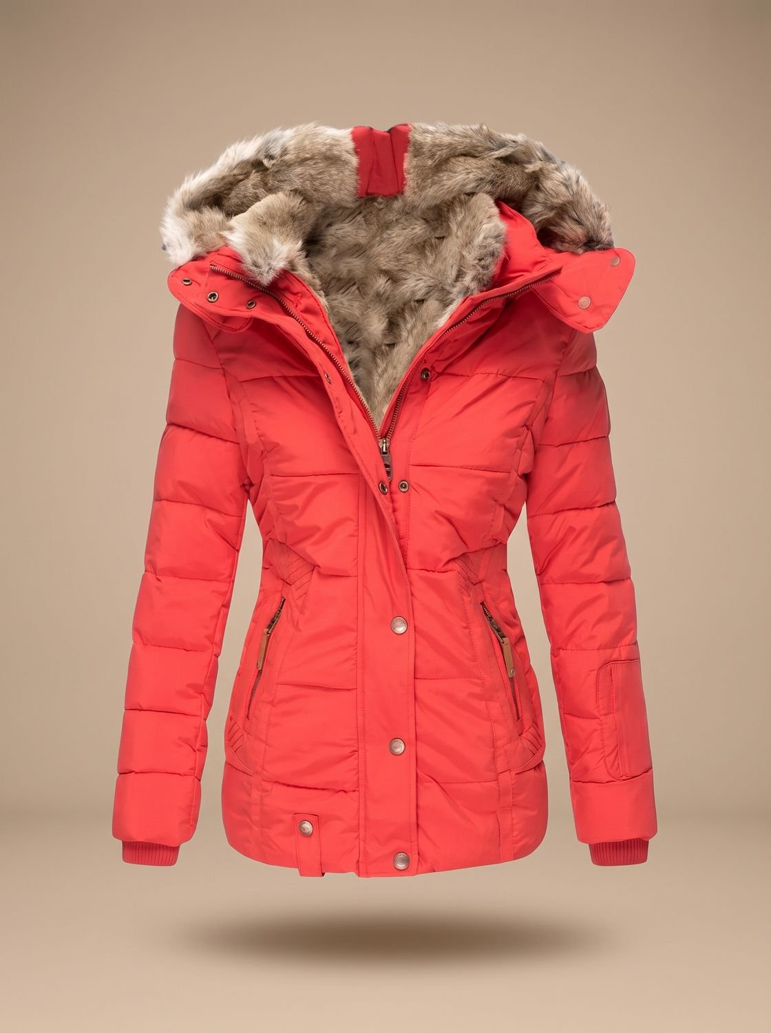 Evelyn | Manteau d'hiver matelassé en fausse fourrure avec capuche pour femmes