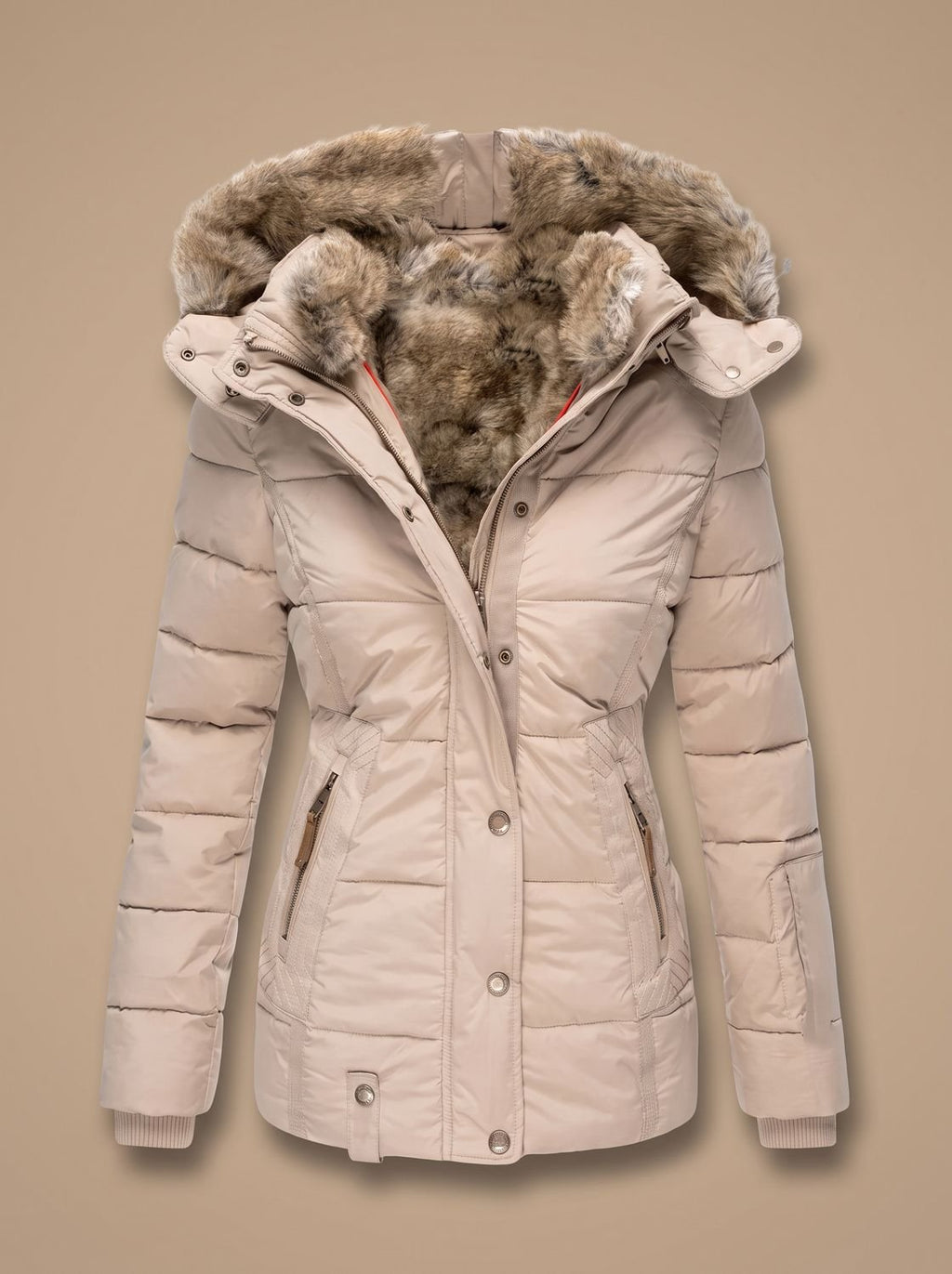 Evelyn | Manteau d'hiver matelassé en fausse fourrure avec capuche pour femmes
