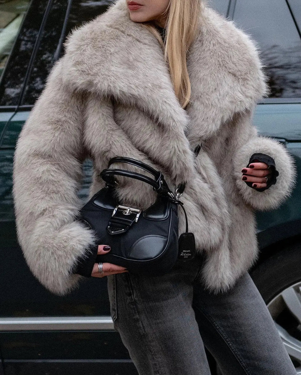 Veste en Fausse Fourrure pour Femme avec Col Fluffy et Devant Ouvert