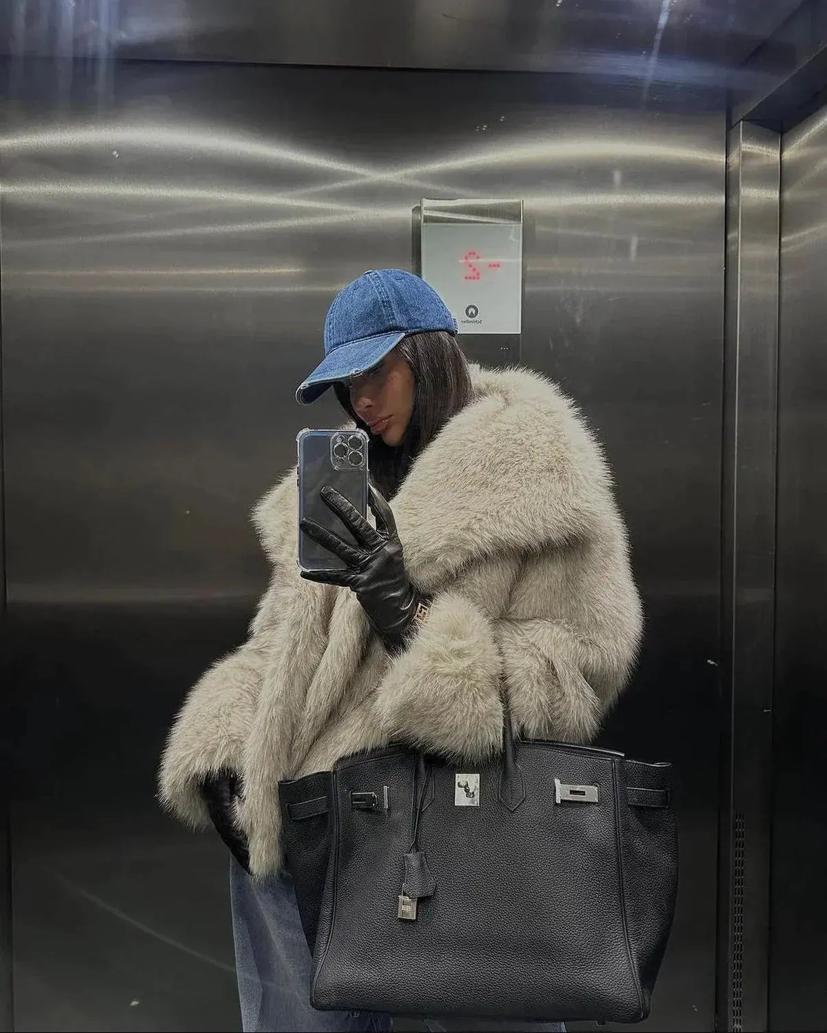 Veste en Fausse Fourrure pour Femme avec Col Fluffy et Devant Ouvert