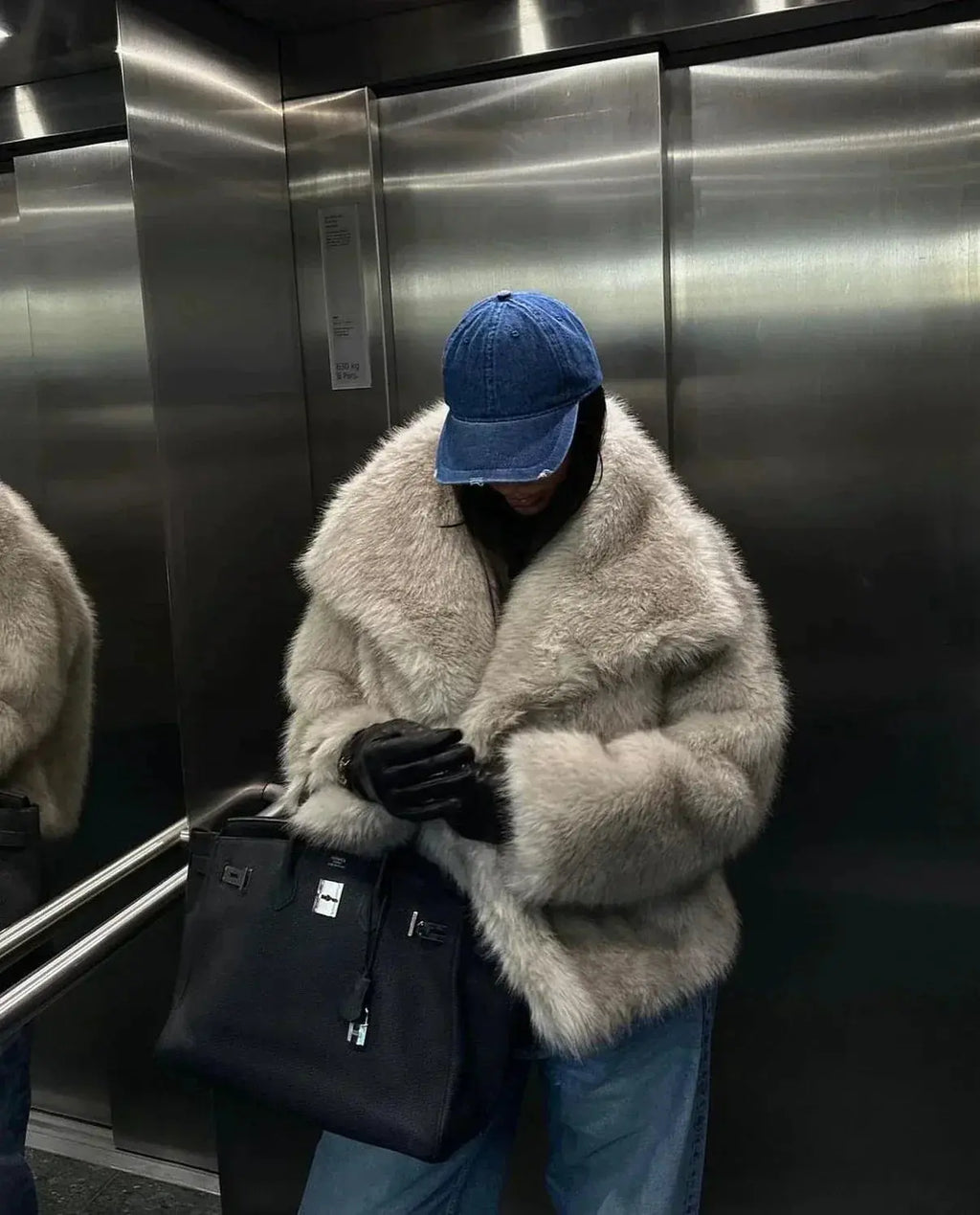 Veste en Fausse Fourrure pour Femme avec Col Fluffy et Devant Ouvert