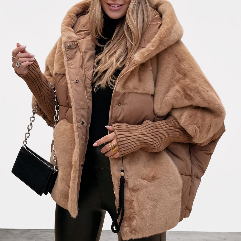 Victoria | Manteau à capuche en fausse fourrure matelassé pour femmes