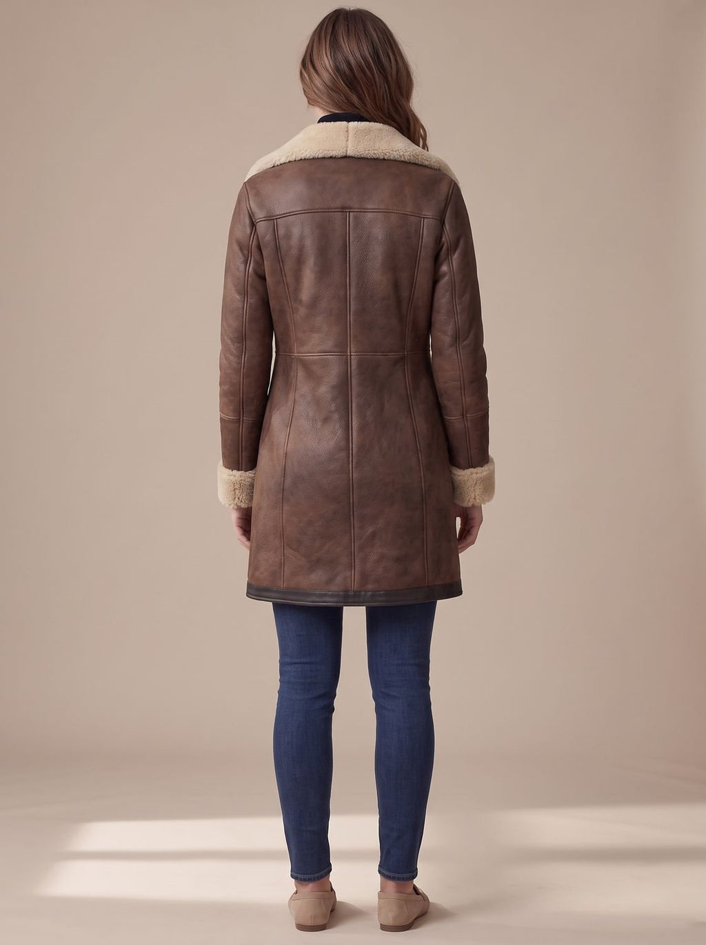 Grace | Manteau zippé en faux suède pour femmes avec col en fourrure