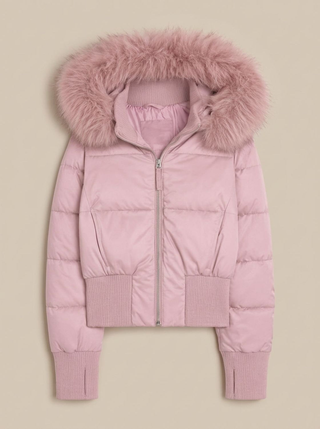 Amelia | Veste courte en duvet à capuche en fausse fourrure pour femmes