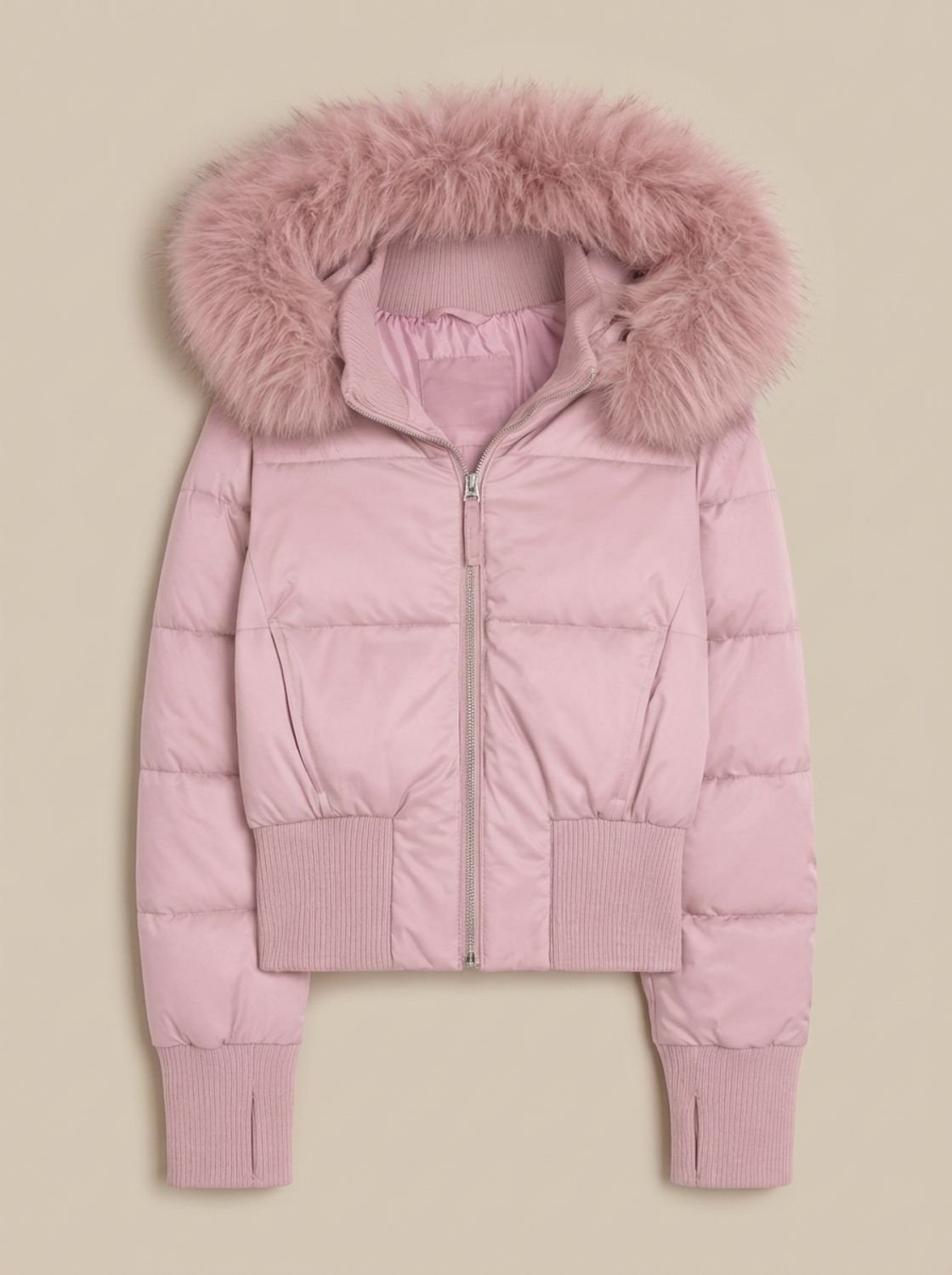 Amelia | Veste courte en duvet à capuche en fausse fourrure pour femmes