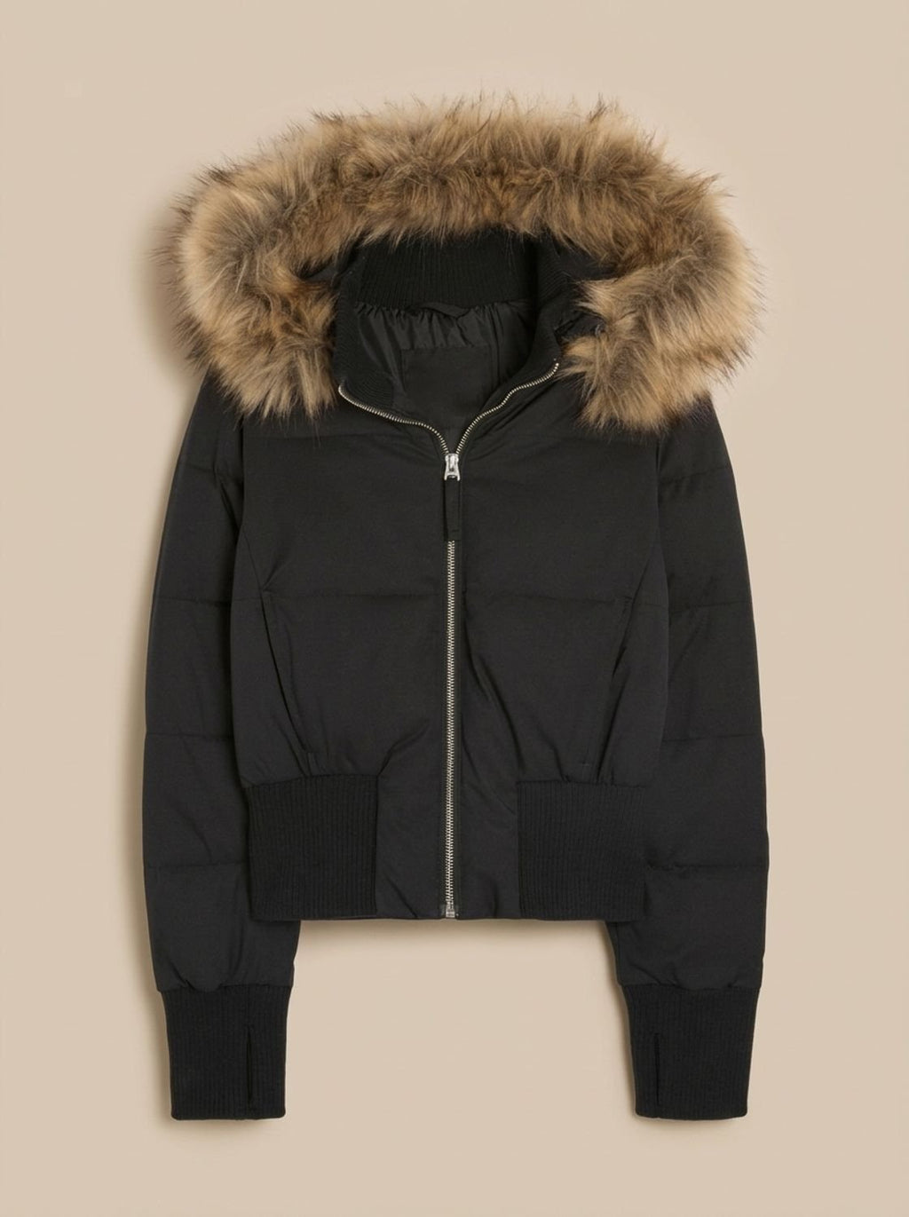 Amelia | Veste courte en duvet à capuche en fausse fourrure pour femmes