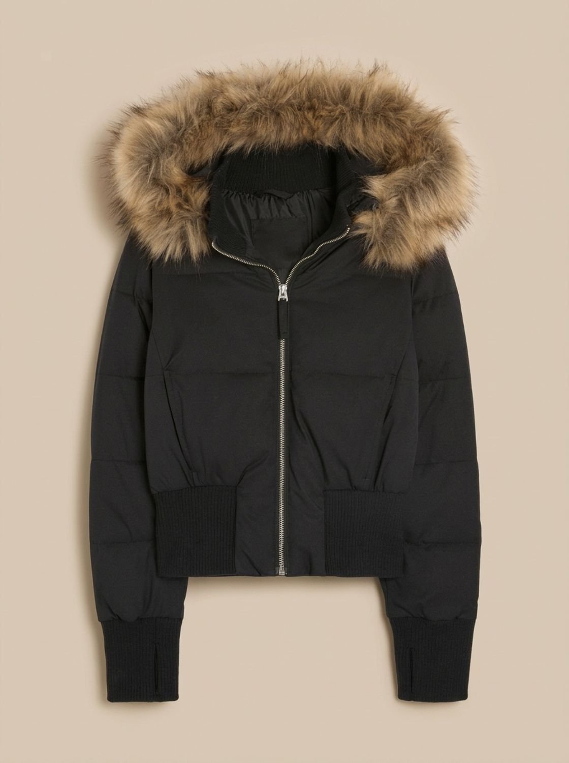 Amelia | Veste courte en duvet à capuche en fausse fourrure pour femmes