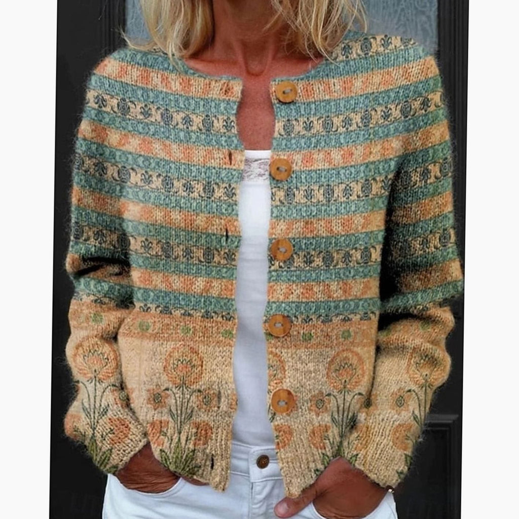 Susan - Gilet Élegant à Fleurs avec Boutons