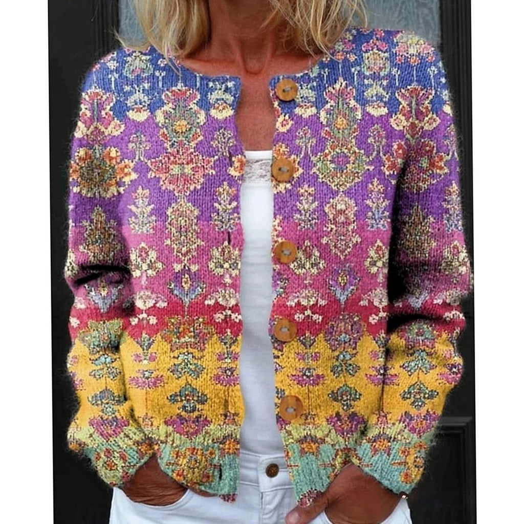 Susan - Gilet Élegant à Fleurs avec Boutons
