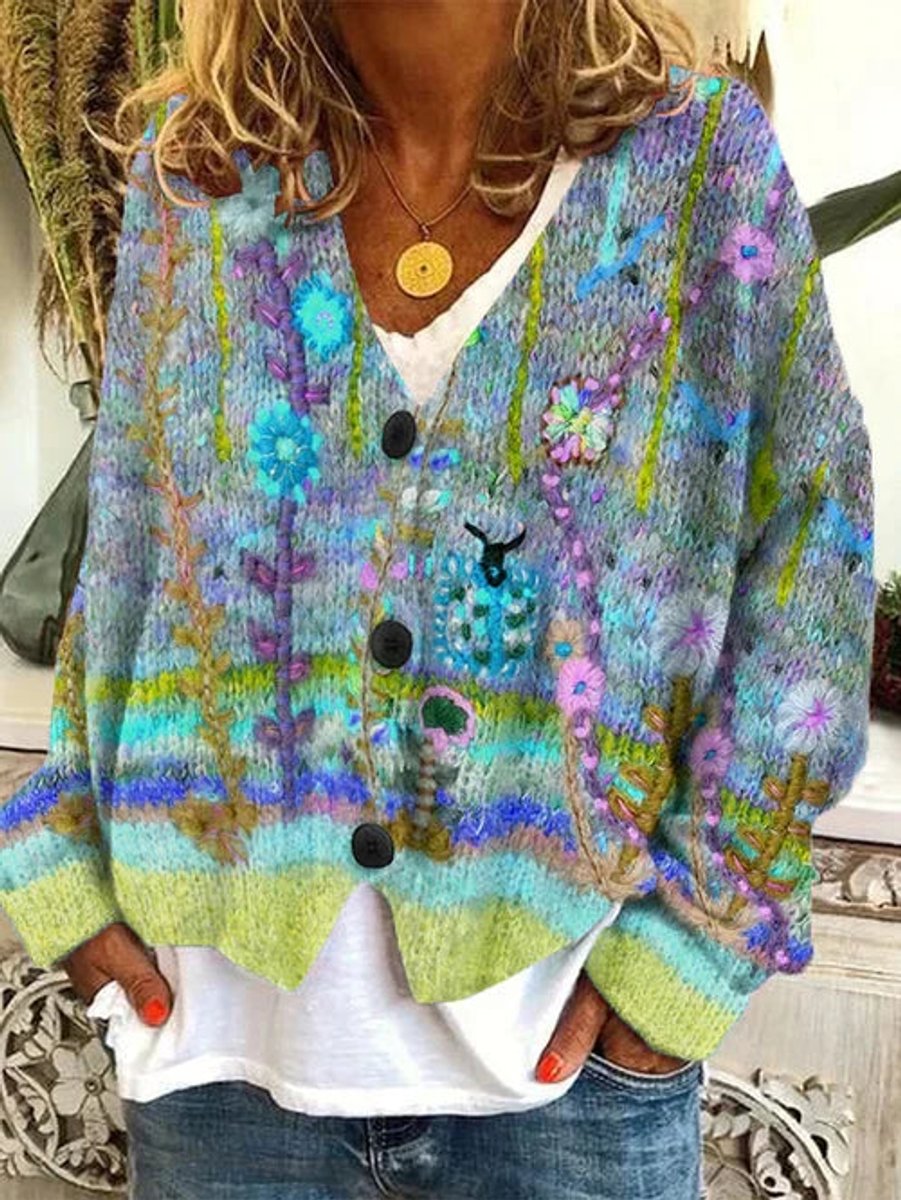 Astrid - Gilet Élégant à Fleurs en V
