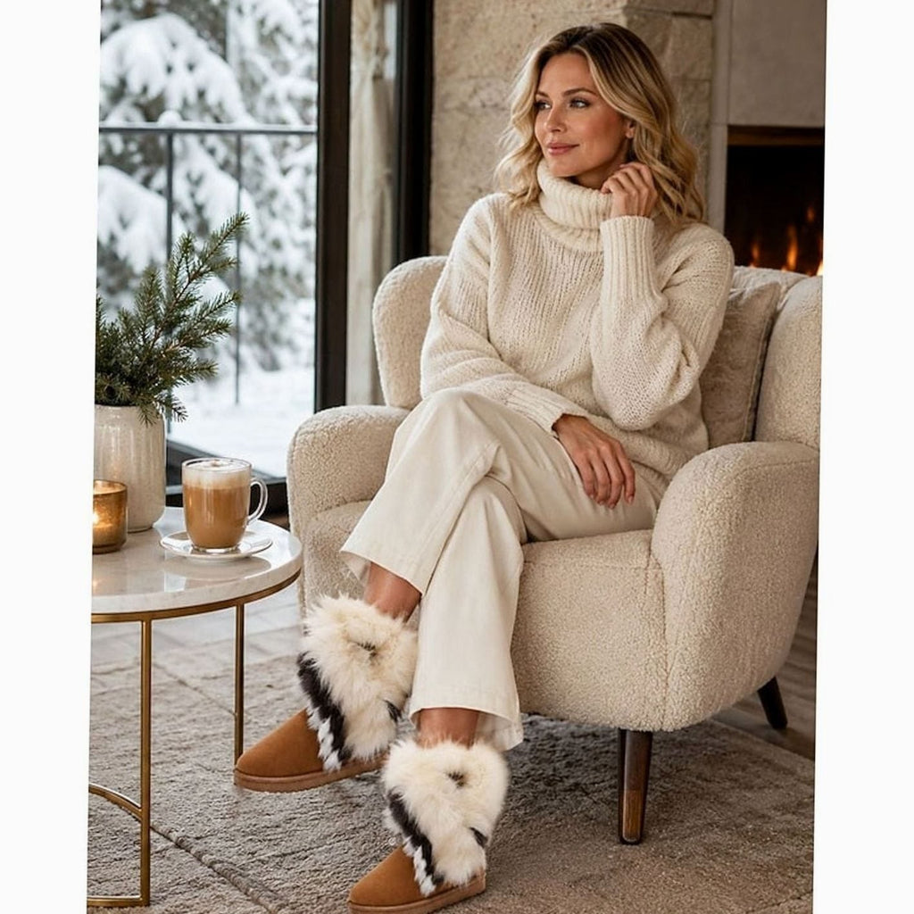 Mia | Bottes de neige à enfiler pour femmes avec bord en fausse fourrure
