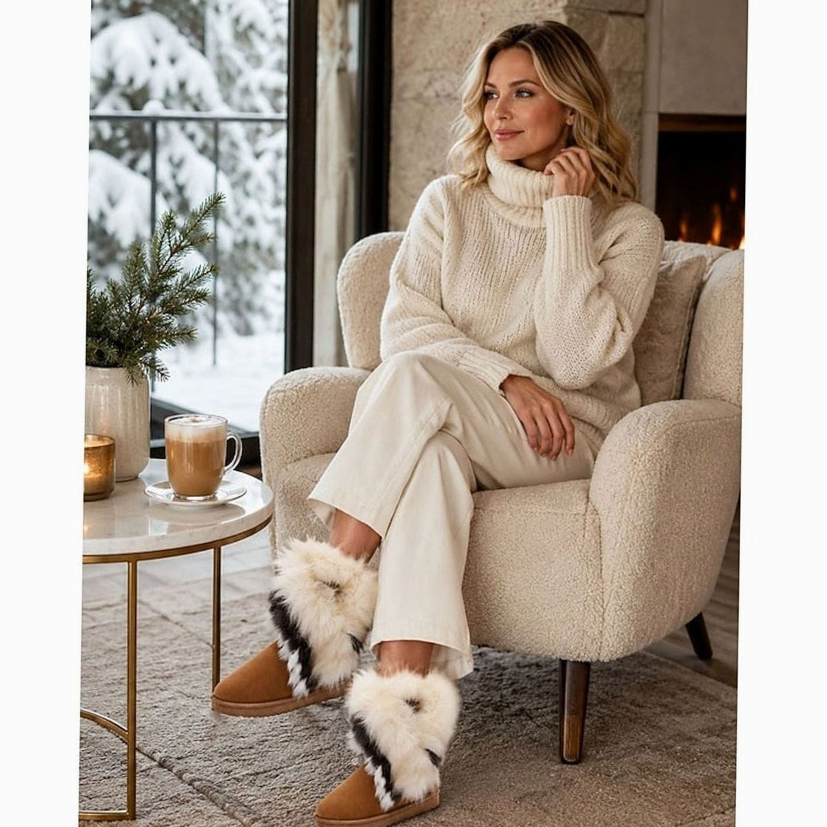 Mia | Bottes de neige à enfiler pour femmes avec bord en fausse fourrure