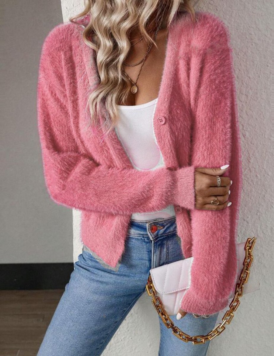 Saskia - Gilet Teddy V-Hals Élégant