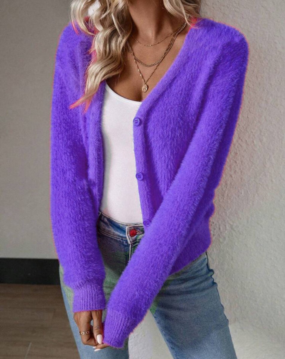 Saskia - Gilet Teddy V-Hals Élégant