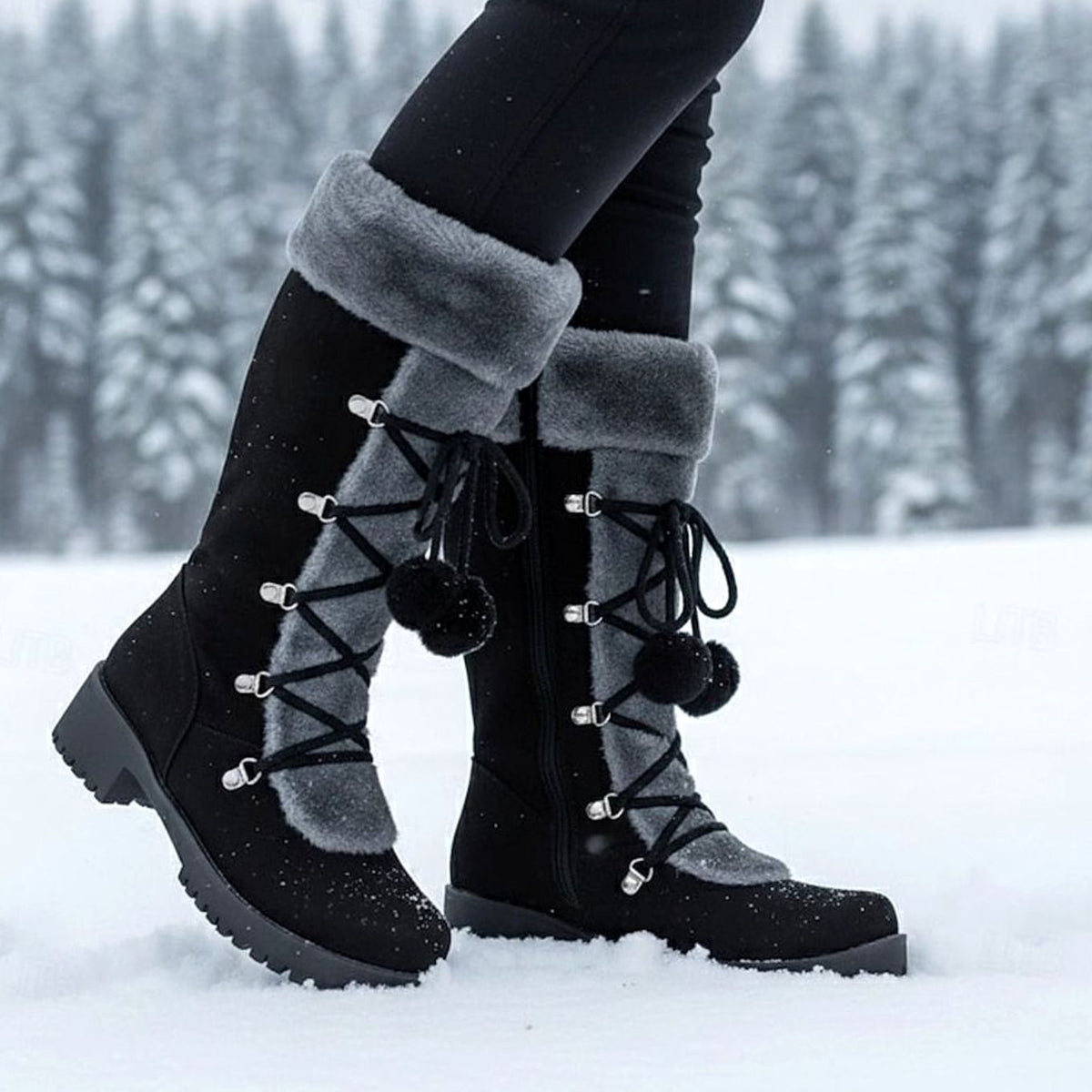 Madison | Bottes de neige à lacets et bordure en fourrure pour femmes