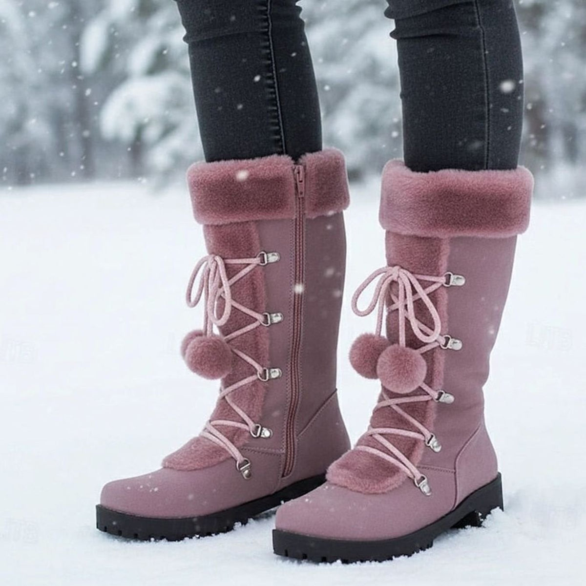 Madison | Bottes de neige à lacets et bordure en fourrure pour femmes