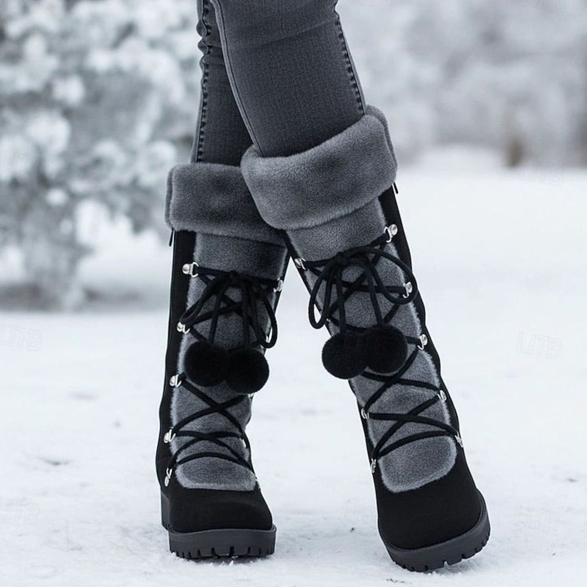 Madison | Bottes de neige à lacets et bordure en fourrure pour femmes
