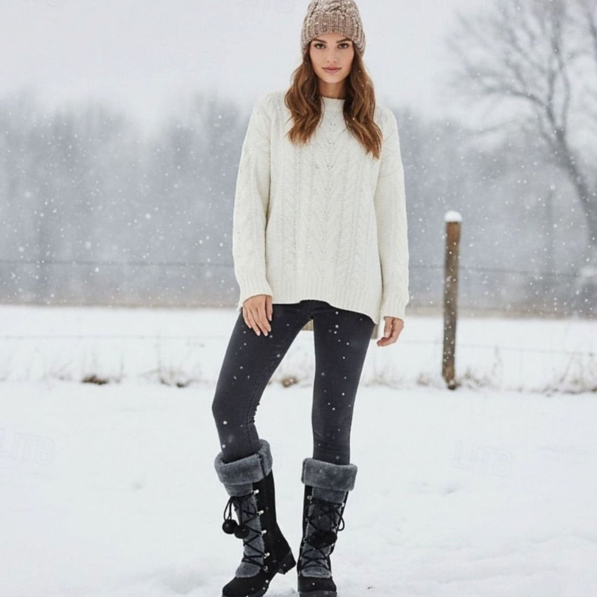 Madison | Bottes de neige à lacets et bordure en fourrure pour femmes