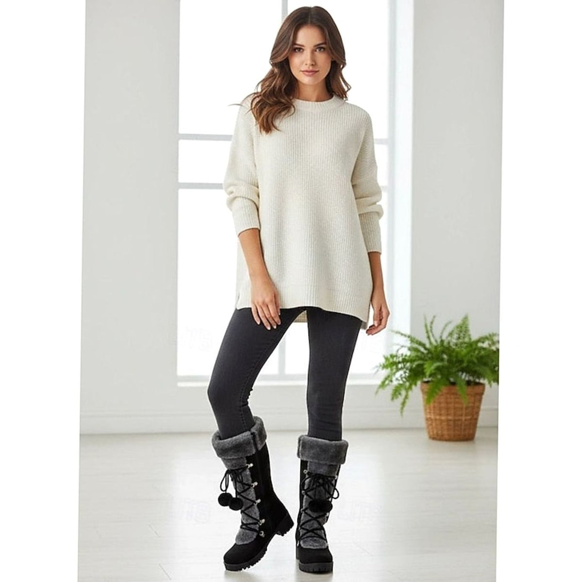 Madison | Bottes de neige à lacets et bordure en fourrure pour femmes