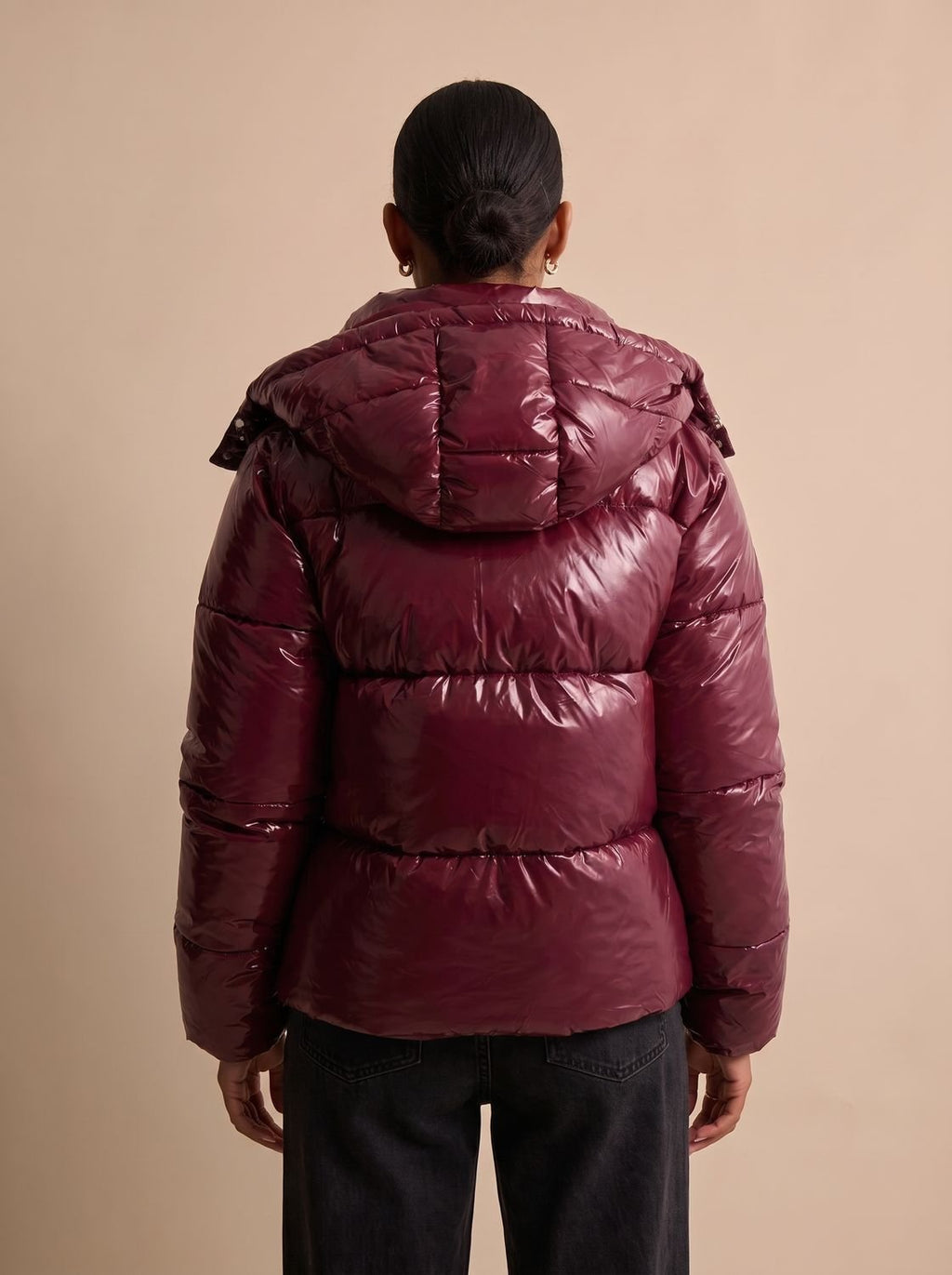 Aria | Veste Puffer Matelassée Brillante à Capuche pour Femme