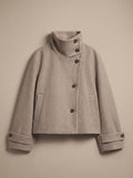 Victoria | Manteau court en mélange de laine à col montant et boutons pour femmes
