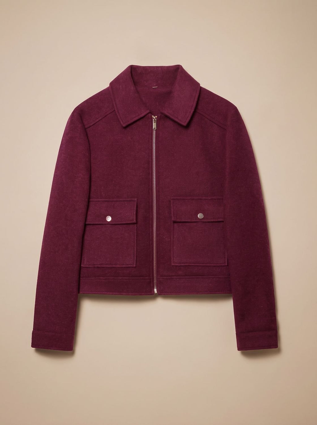 Victoria | Manteau court en mélange de laine à col montant et boutons pour femmes
