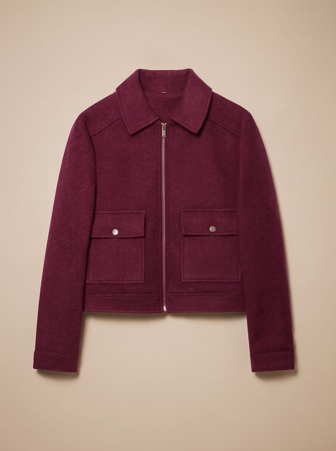 Victoria | Manteau court en mélange de laine à col montant et boutons pour femmes