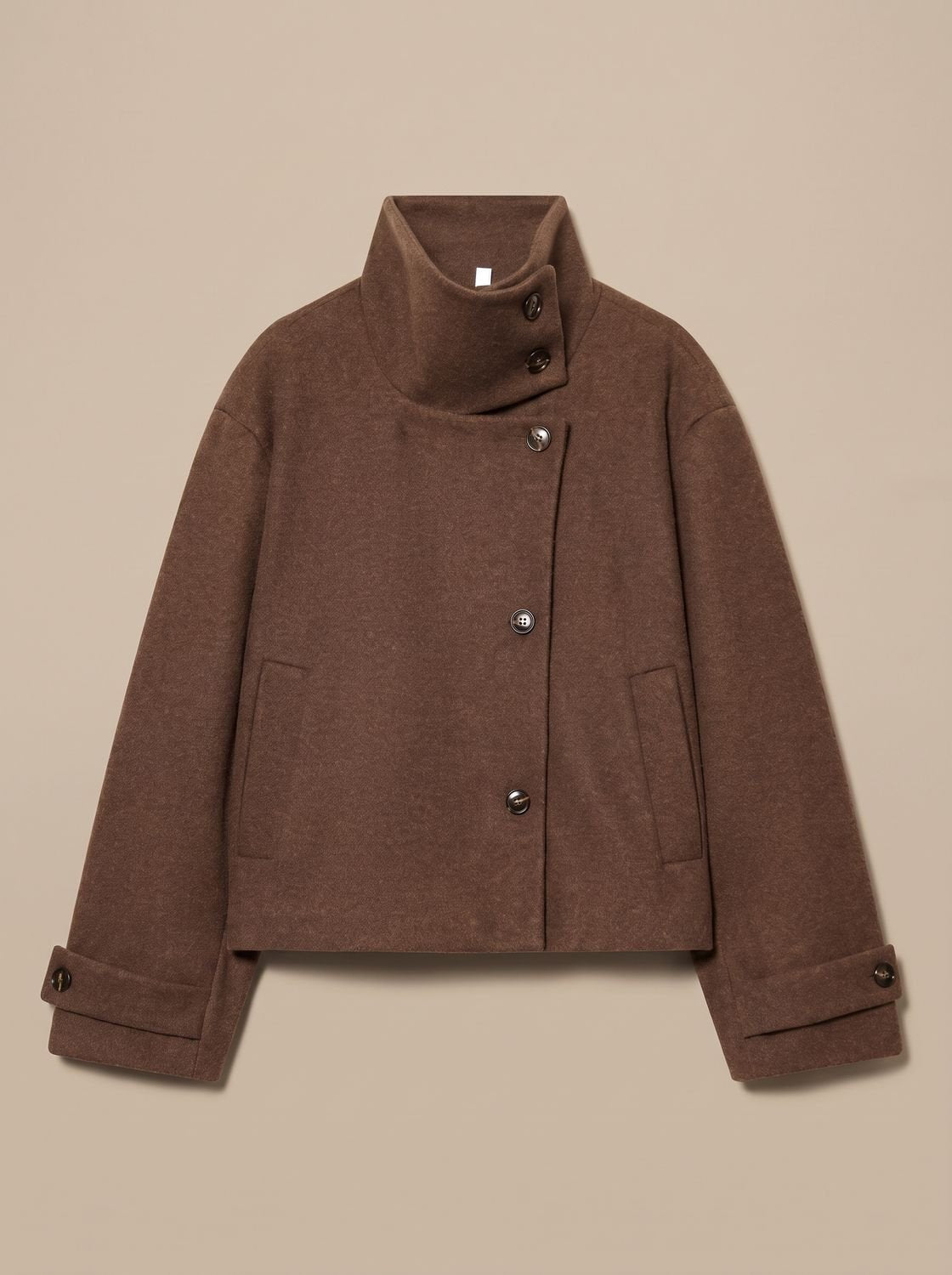 Victoria | Manteau court en mélange de laine à col montant et boutons pour femmes