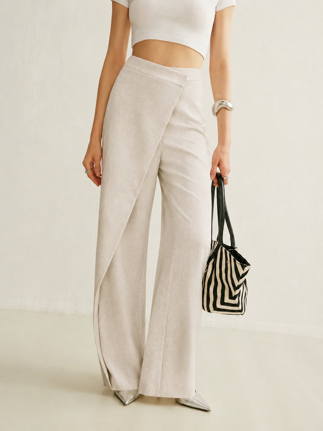 Camila | Pantalon large asymétrique taille haute pour femmes