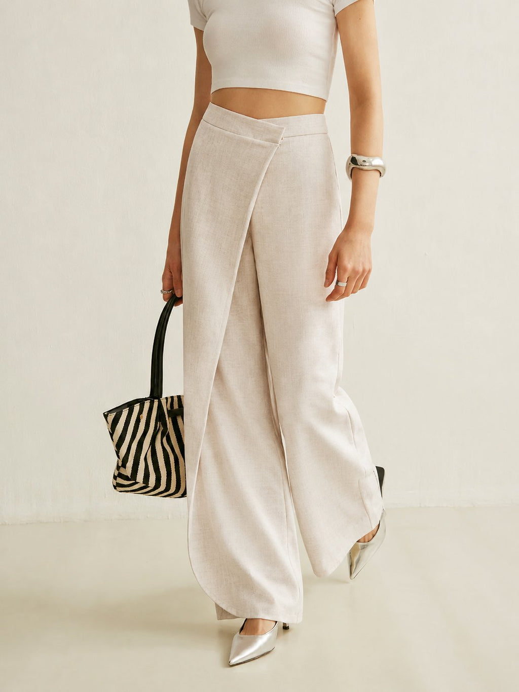Camila | Pantalon large asymétrique taille haute pour femmes