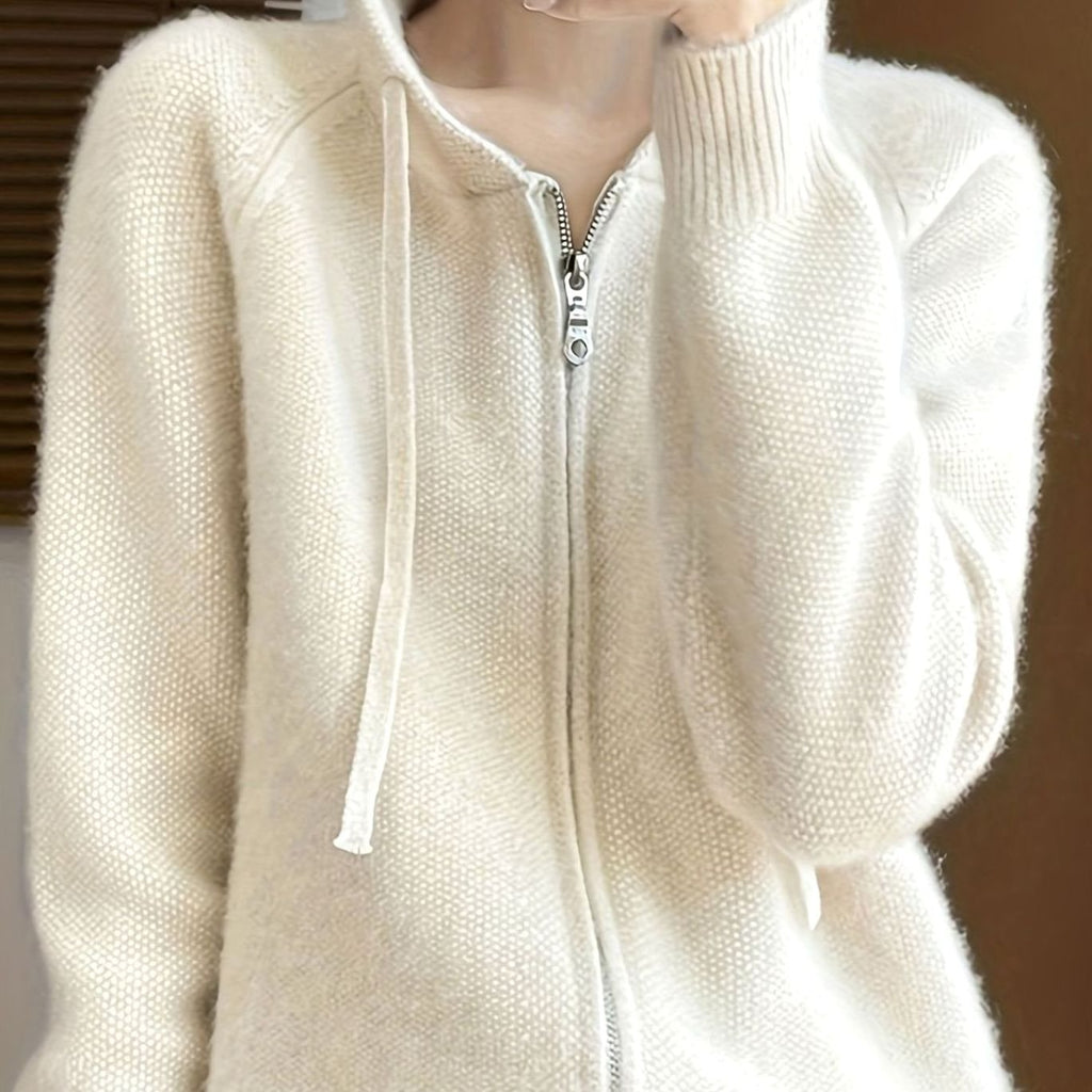 Kate - Gilet Tricoté Oversize avec Capuche