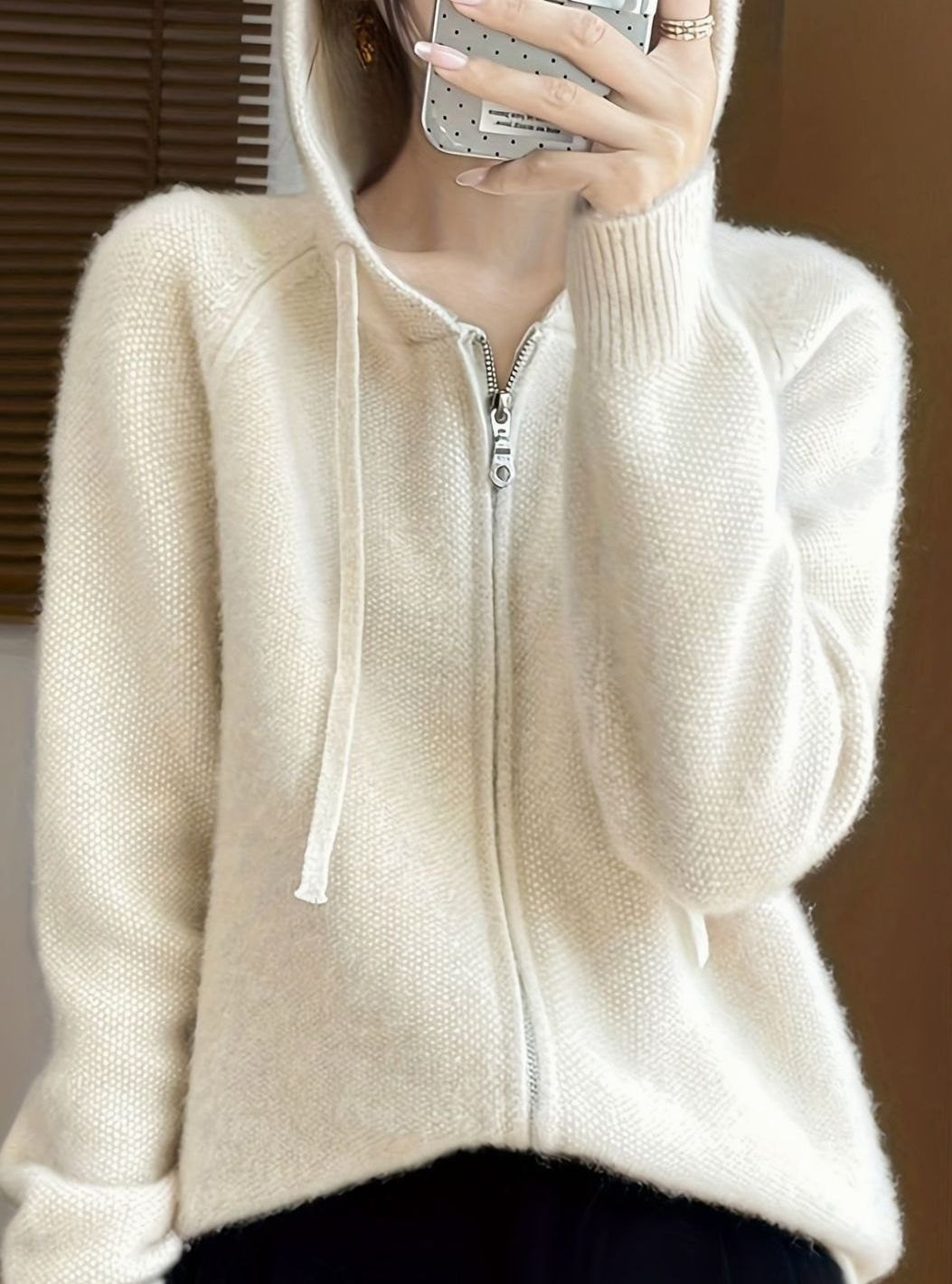 Kate - Gilet Tricoté Oversize avec Capuche