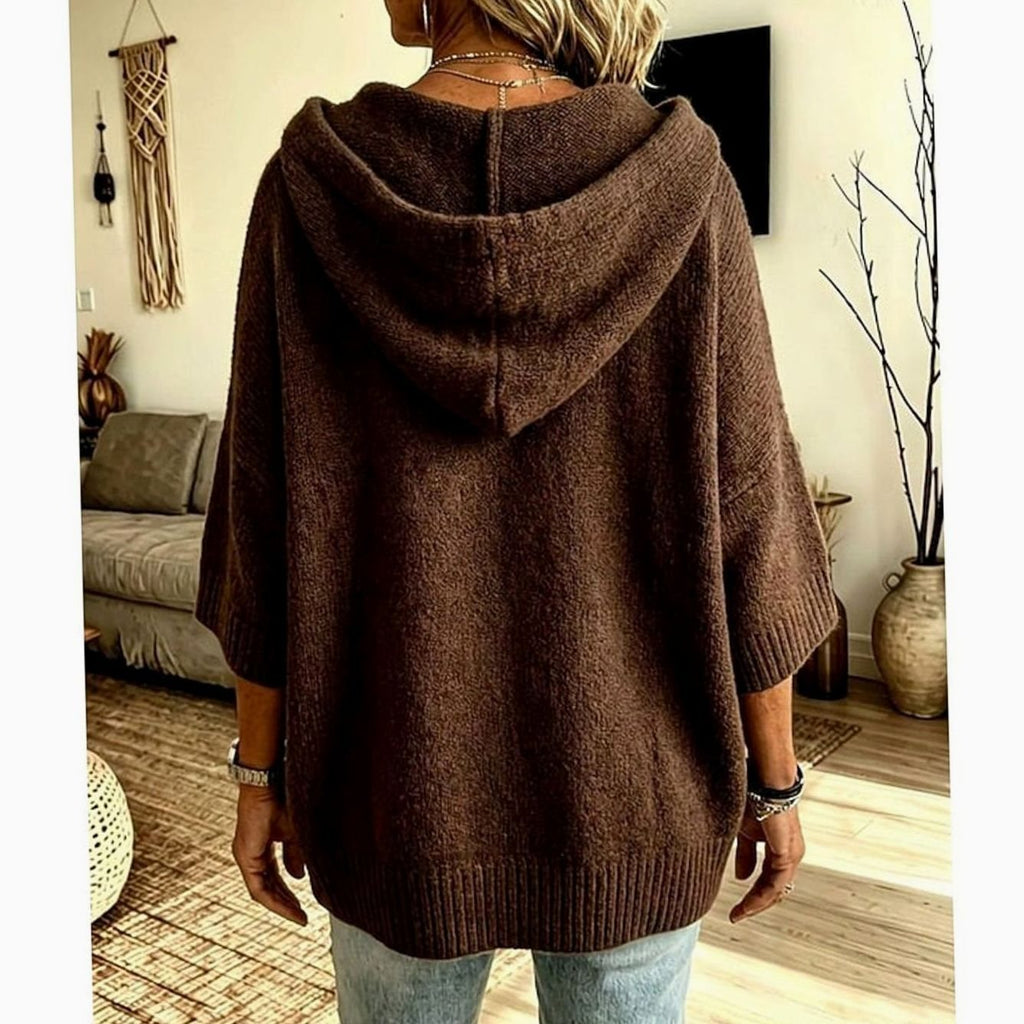 Scarlett | Cardigan tricoté à capuche pour femmes, ouvert sur le devant, coupe décontractée