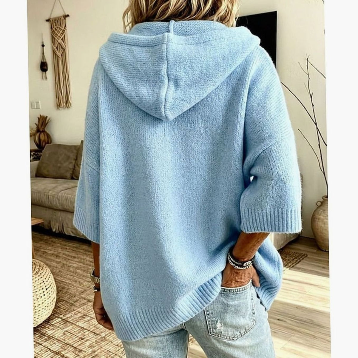 Scarlett | Cardigan tricoté à capuche pour femmes, ouvert sur le devant, coupe décontractée