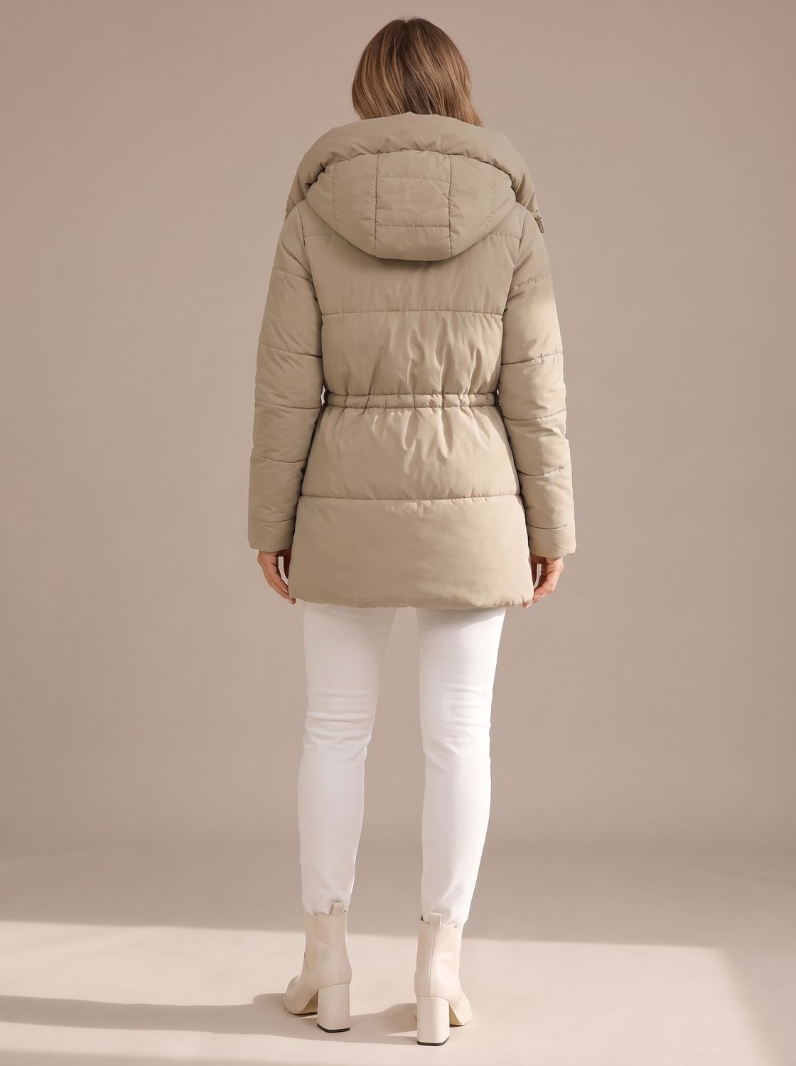 Sophia | Veste Puffer à Capuche pour Femme avec Taille à Cordon