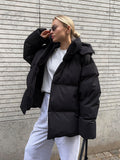 Veste Puffer Femme avec Capuche - Veste d'Hiver Matelassée avec Fermeture Éclair Continue