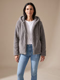 Grace | Manteau à capuche zippé en fausse fourrure pour femmes, veste en polaire Teddy